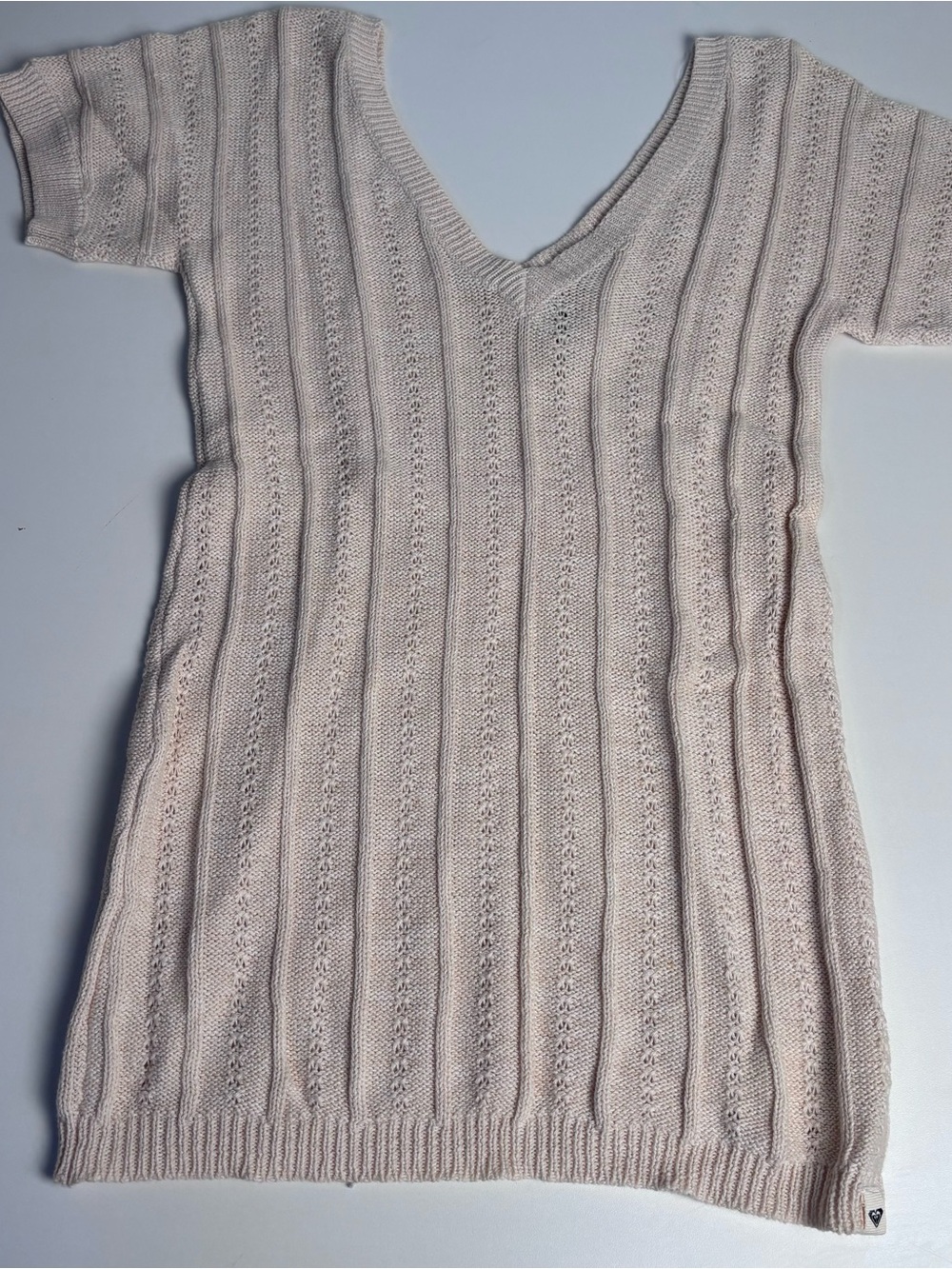 Roxy Soft Blush Knit V‑Neck Sweater